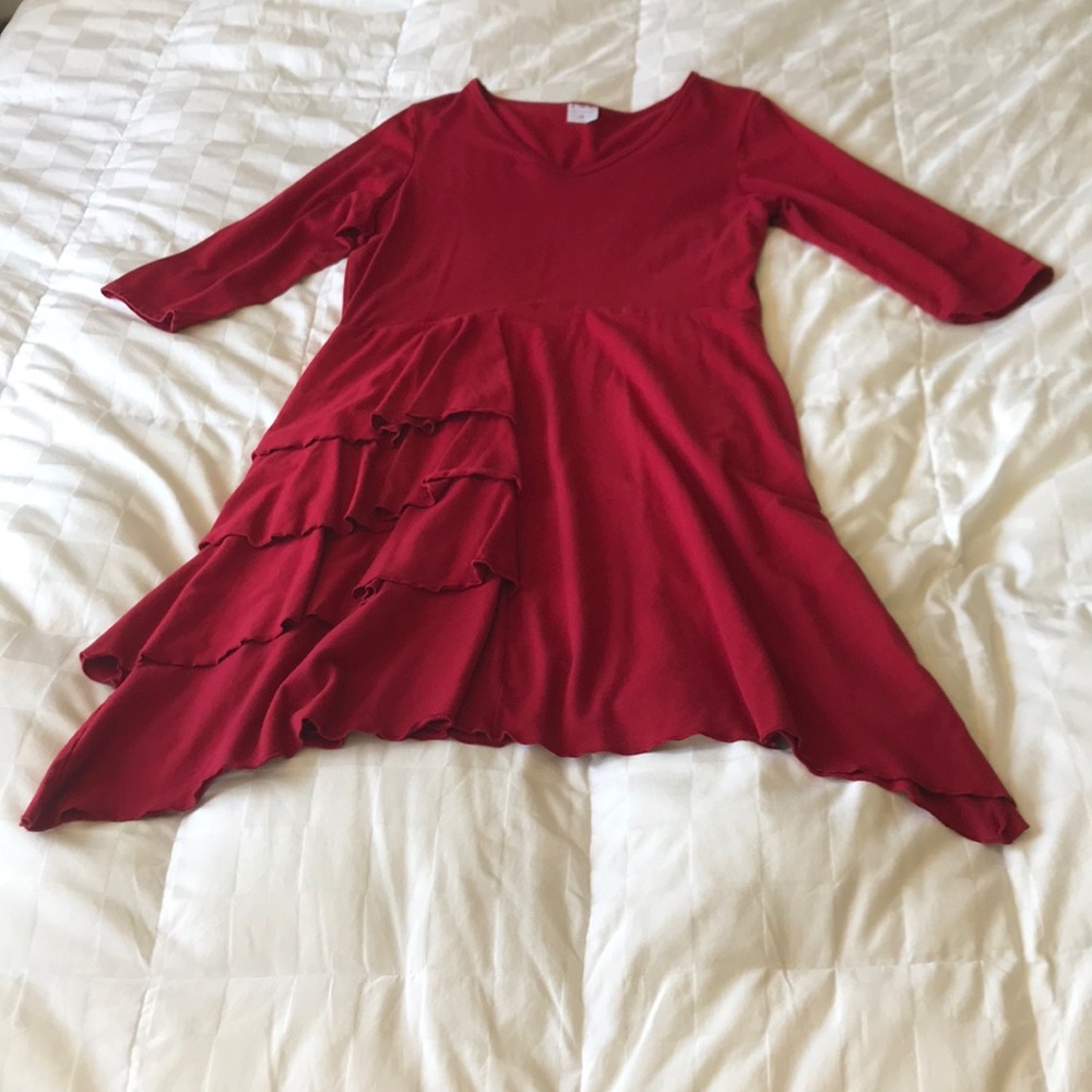 CMC Assymetric Ruffle Hem 3/4 Sleeve Dress